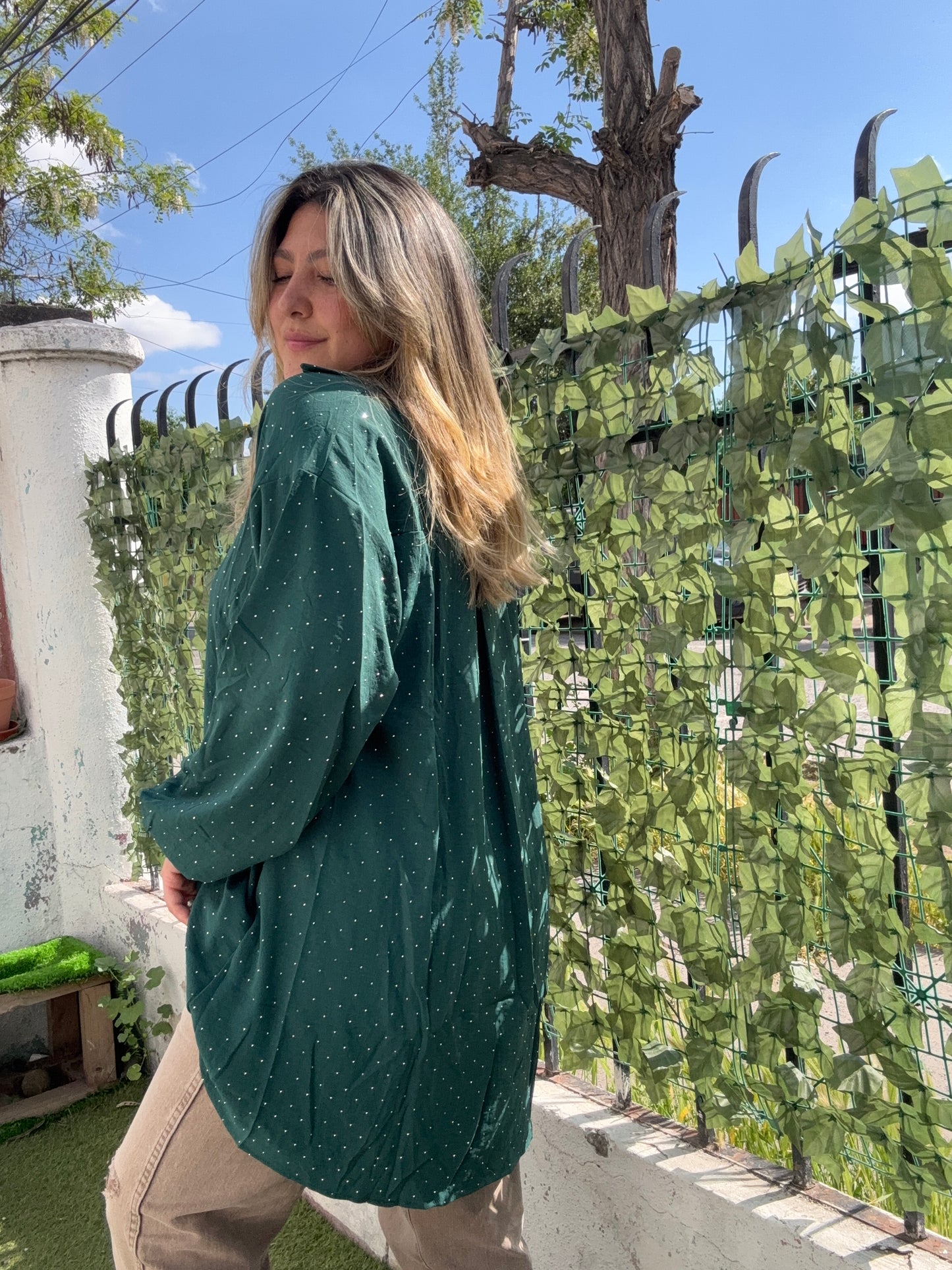 Blusa overside con brillos